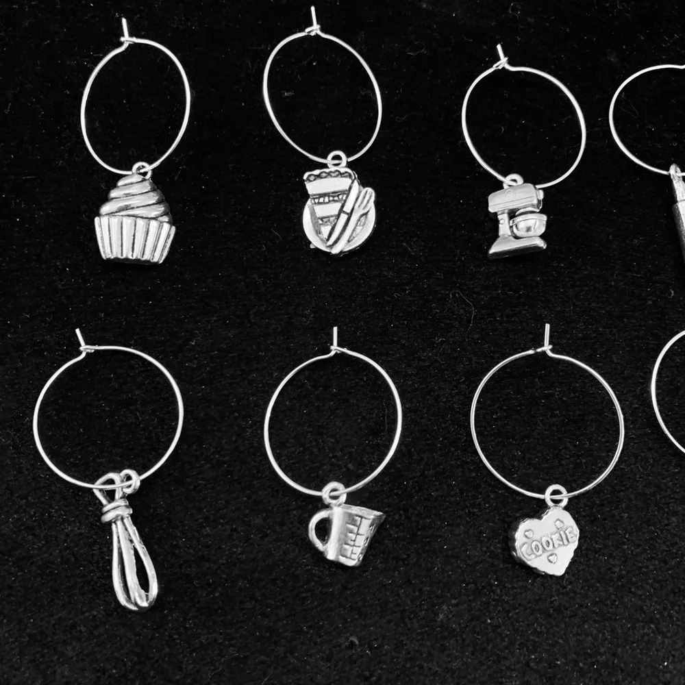 Baking/cooking themed Wine Glass charm tags set of 10
